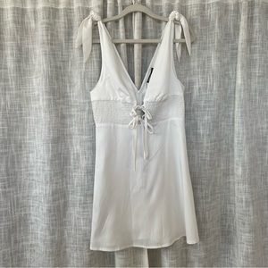 Nasty Gal Shirred Mid Panel Shoulder Tie Mini Dress